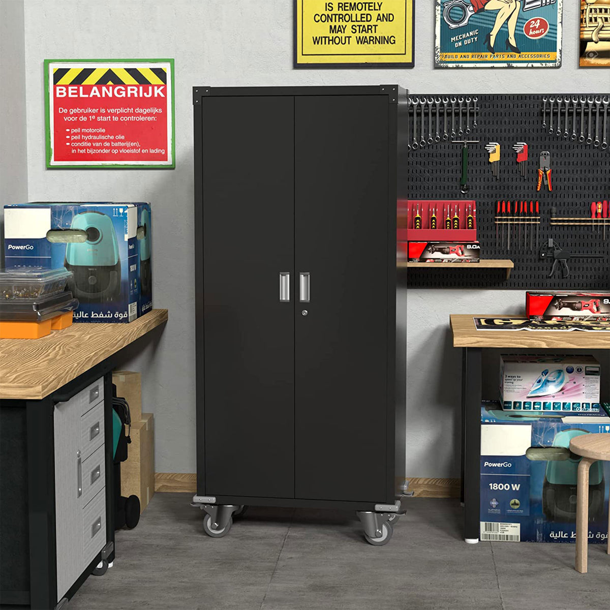 Aobabo 72 Inch Rolling Locking Storage Cabinet with Adjustable Shelves (Used)