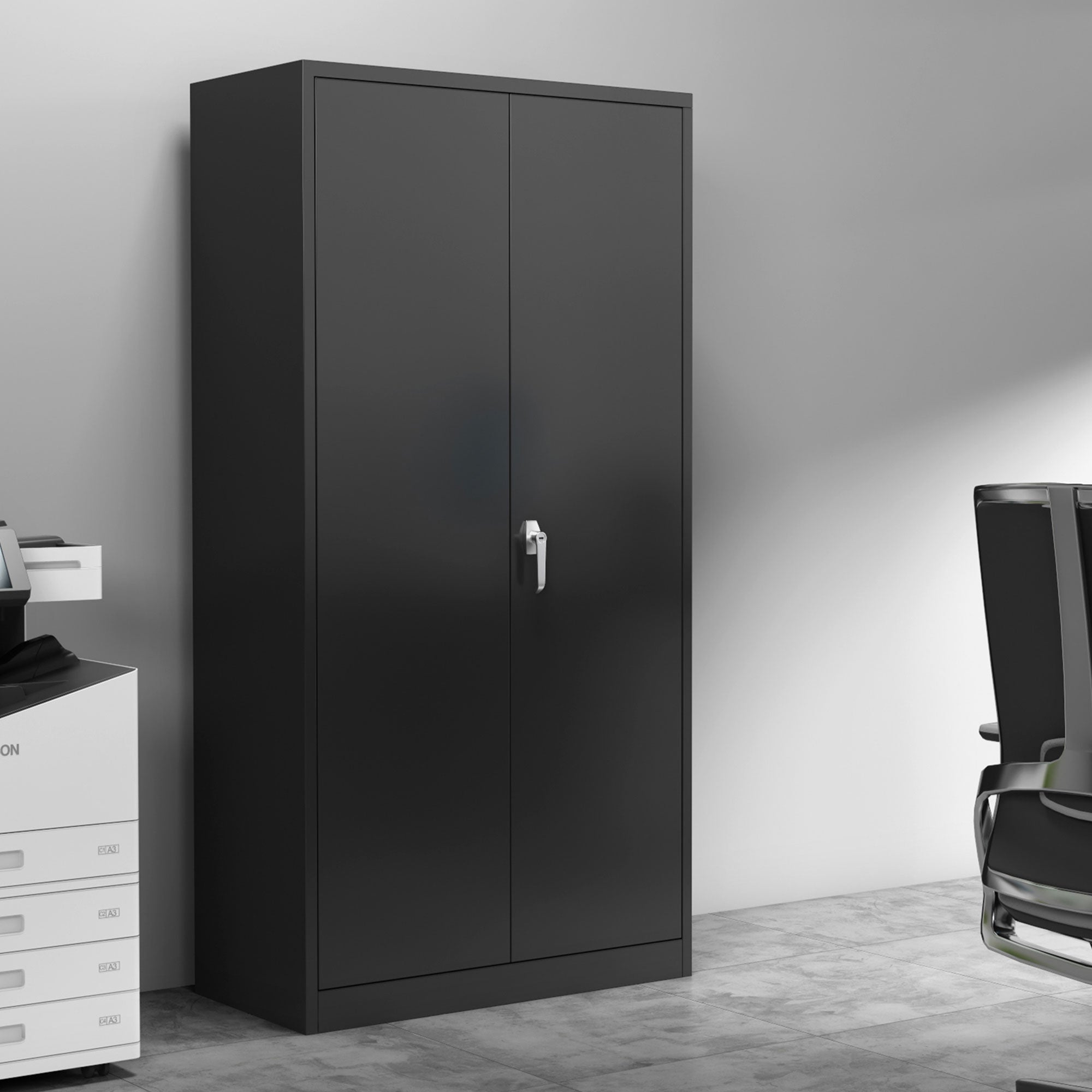 Aobabo 4 Adjustable Shelves Metal Office Locking Storage Filing Cabinet, Black
