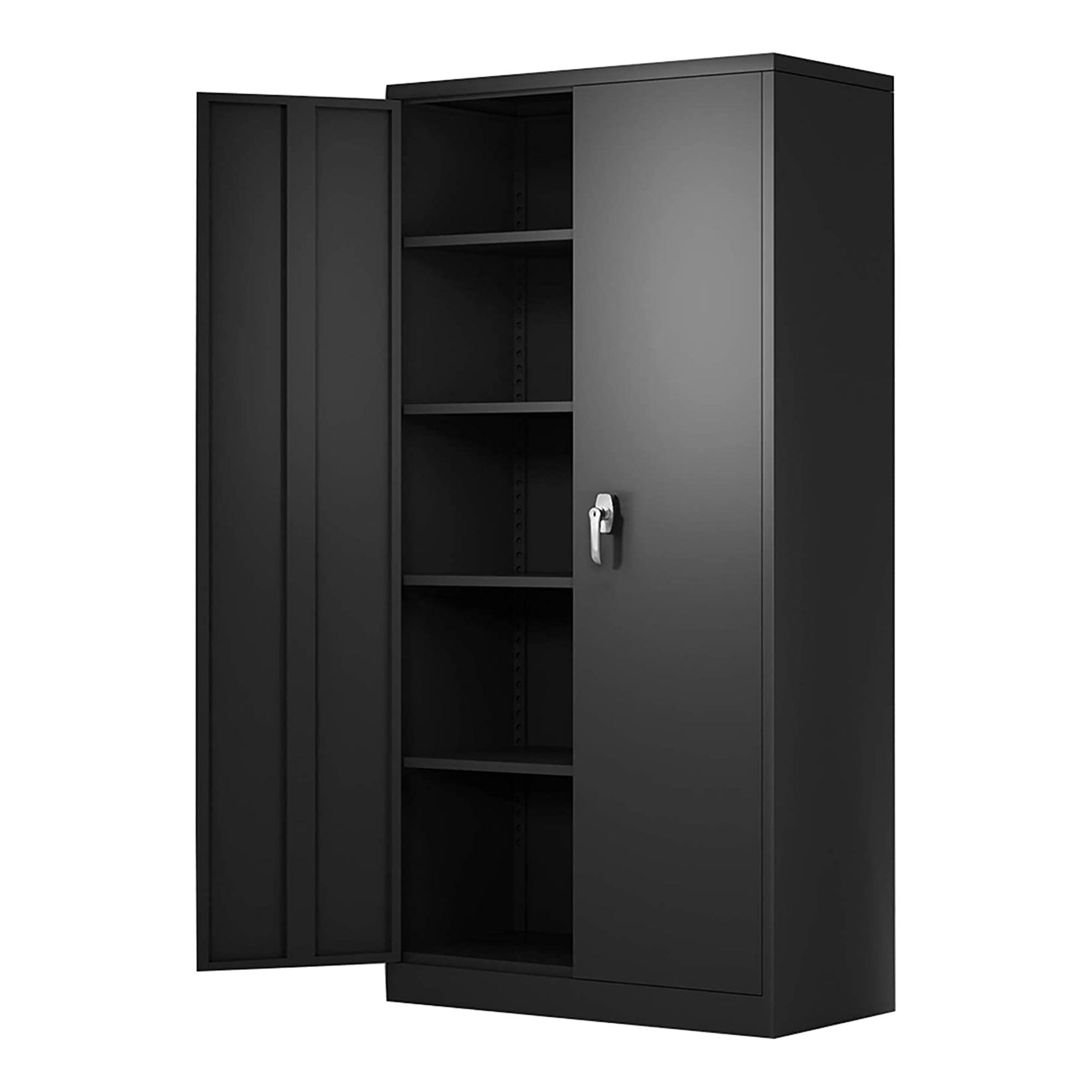 Aobabo 72 Inch Locking Metal Storage Cabinet with 4 Adjustable Shelves, Black