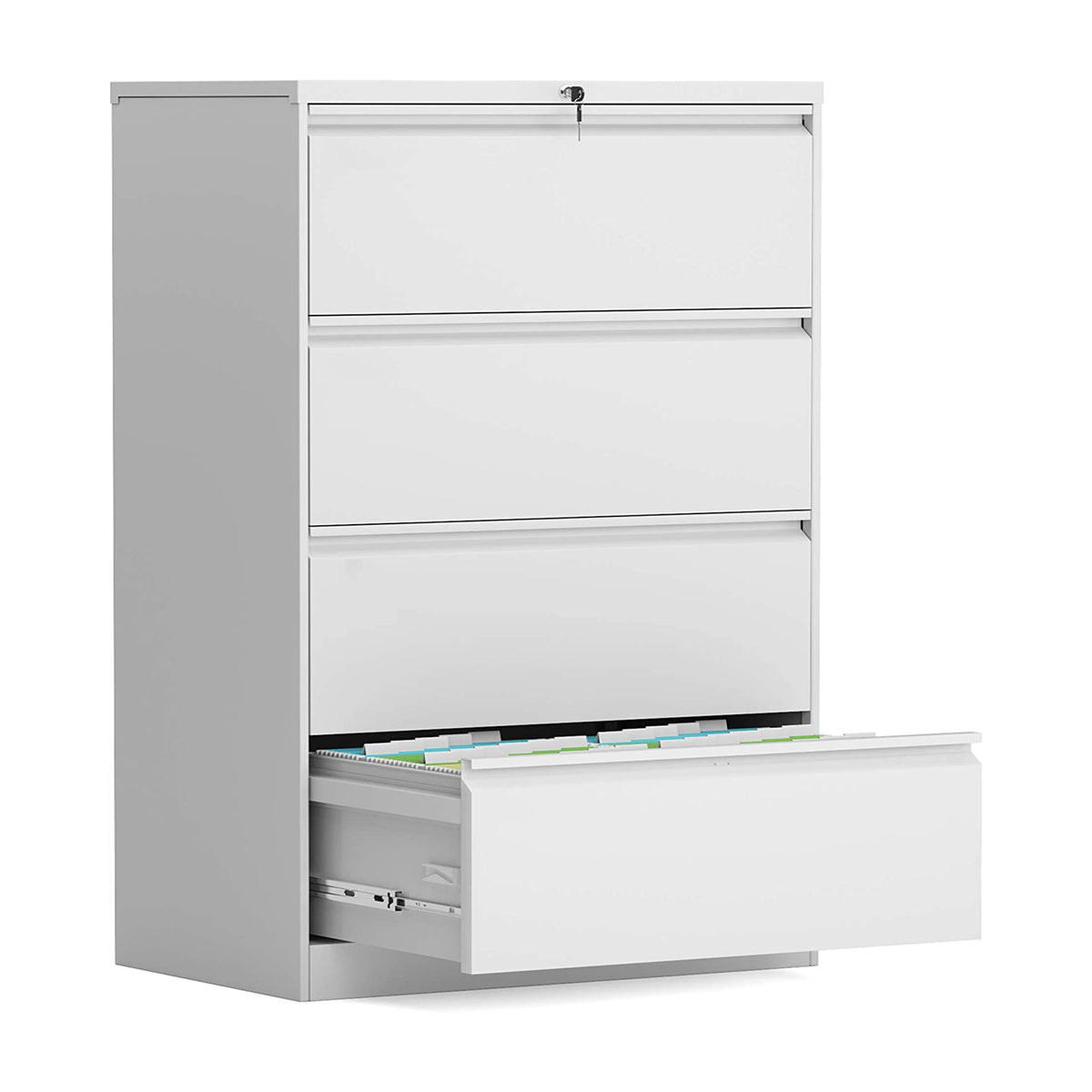 Aobabo 40 Inch Tall Locking 4 Drawer Metal Office Storage Filing Cabinet, White