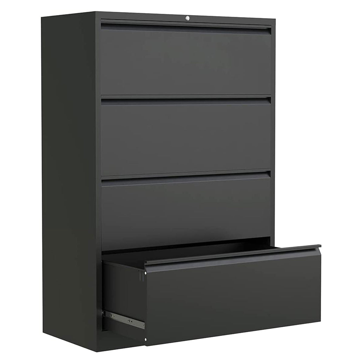 AOBABO 4 Drawer Lateral File Cabinet w/ Lock for Letter/Legal Size Paper, Black (Used)