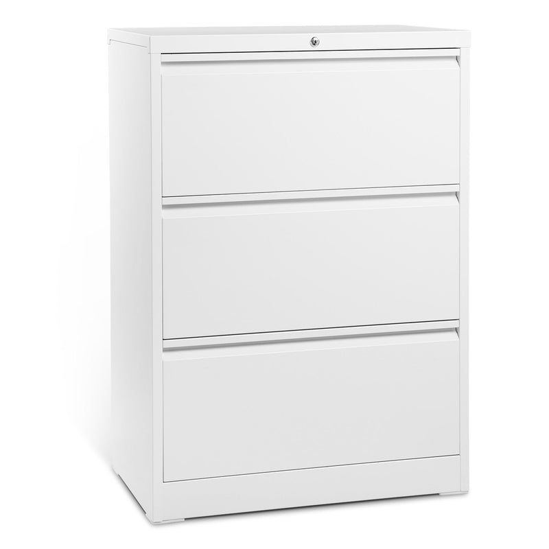 AOBABO 3 Drawer Lateral File Cabinet w/ Lock for Letter/Legal Size Paper, White