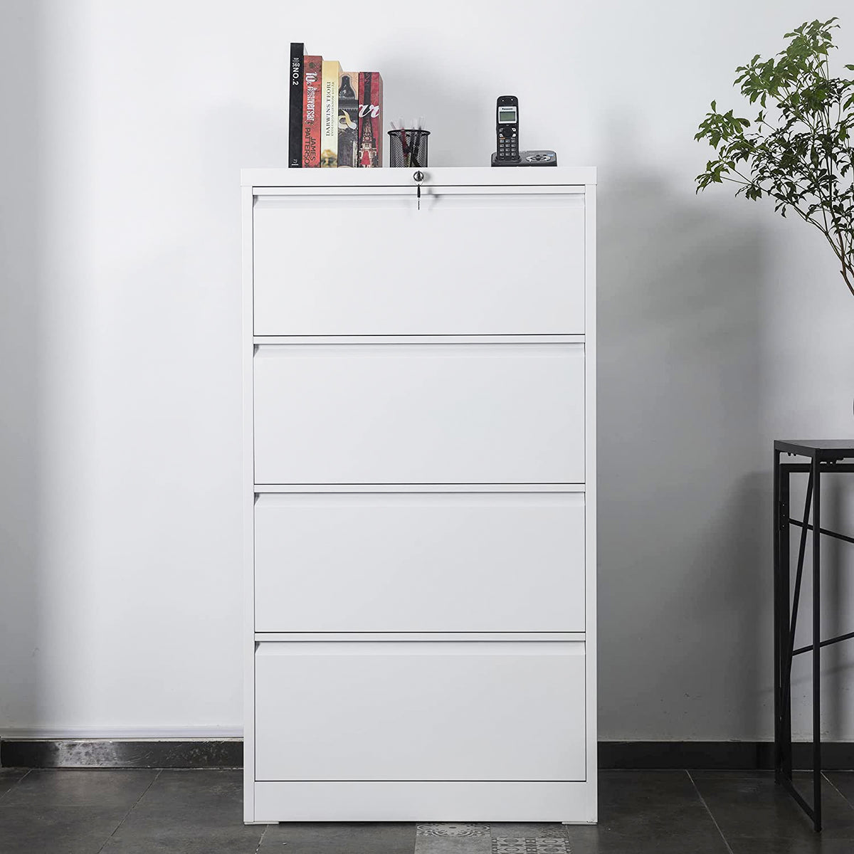 AOBABO 4 Drawer File Cabinet w/ Lock for Letter/Legal Size Paper, White (Used) - VMInnovations