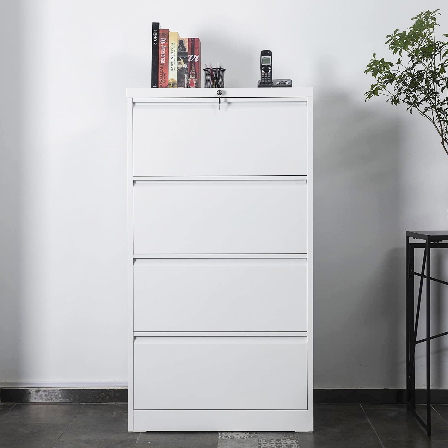AOBABO 4 Drawer File Cabinet w/ Lock for Letter/Size Paper, White (For Parts) - VMInnovations