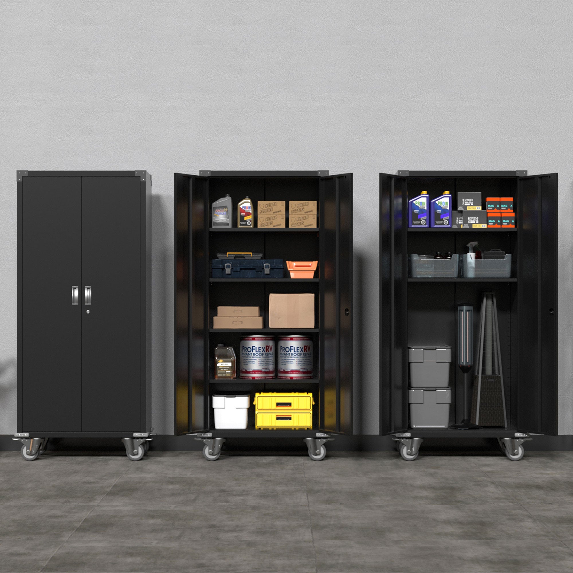 Aobabo 72" Rolling Locking Storage Cabinet w/Adjustable Shelves,Black(For Parts) - VMInnovations
