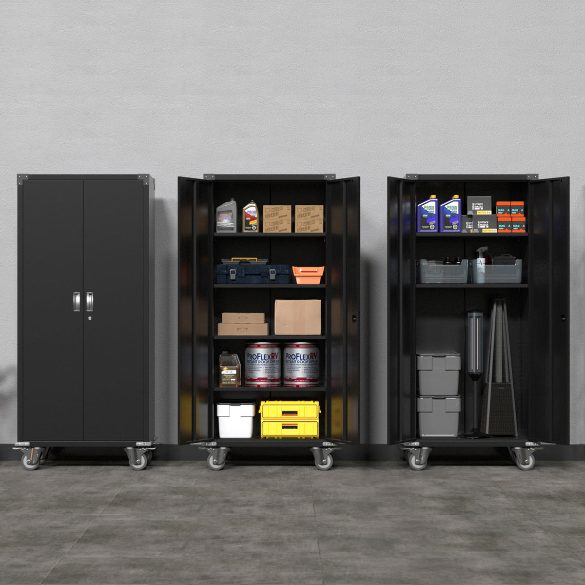 Aobabo 72 Inch Locking Storage Cabinet with Adjustable Shelves, Black (Open Box)