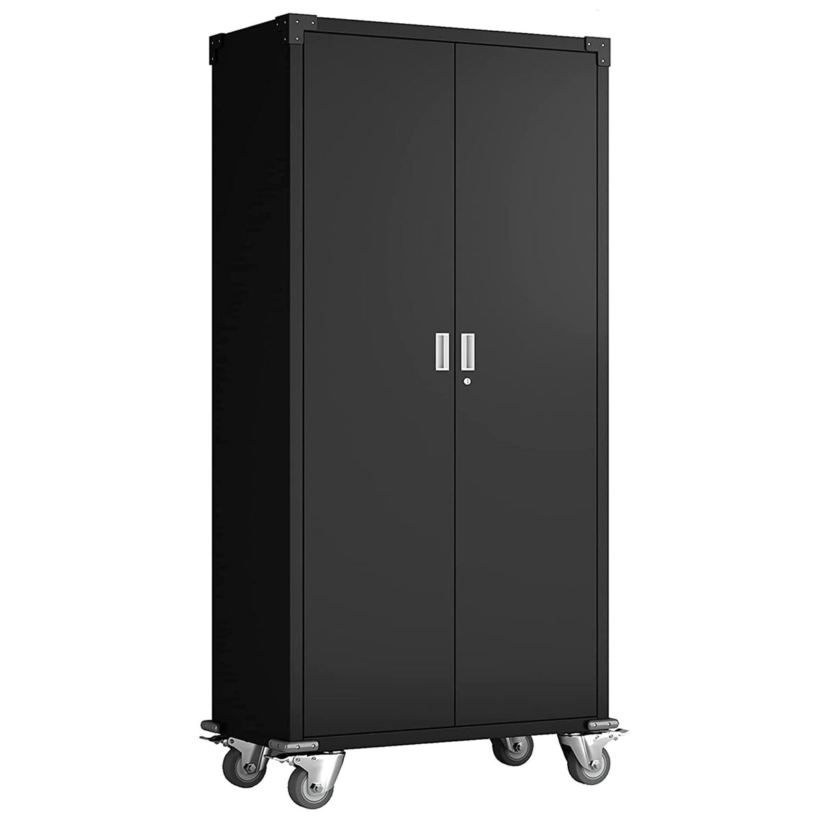 Aobabo 72 Inch Rolling Locking Storage Cabinet with Adjustable Shelves, Black (Used)
