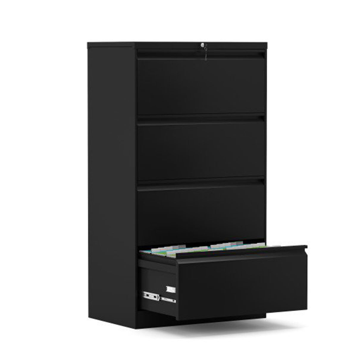 AOBABO 4 Drawer Lateral File Cabinet w/ Lock for Letter/Legal Size Paper, Black