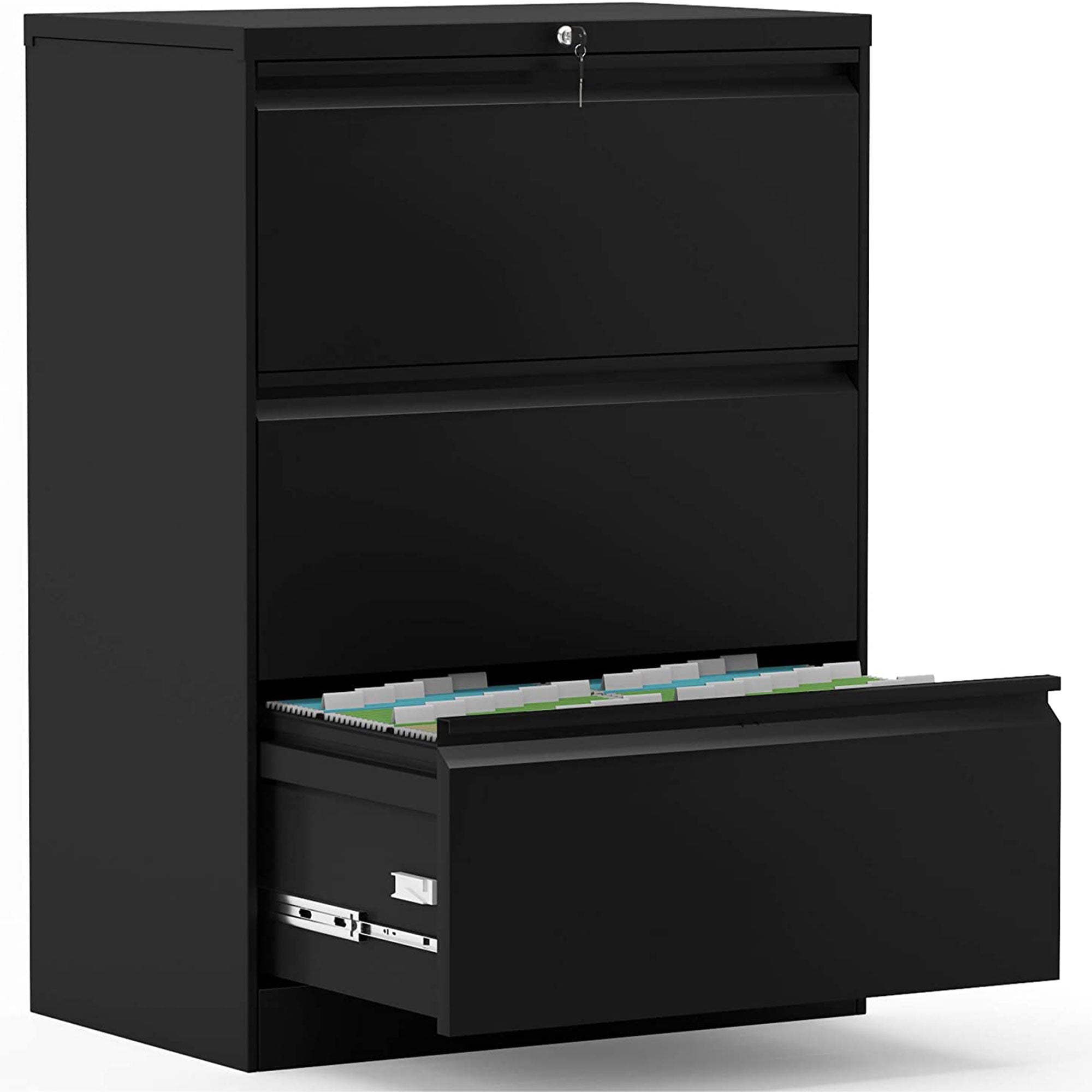 AOBABO 4 Drawer 52 Inch Home Office Steel Lateral File Cabinet with Lock, Black