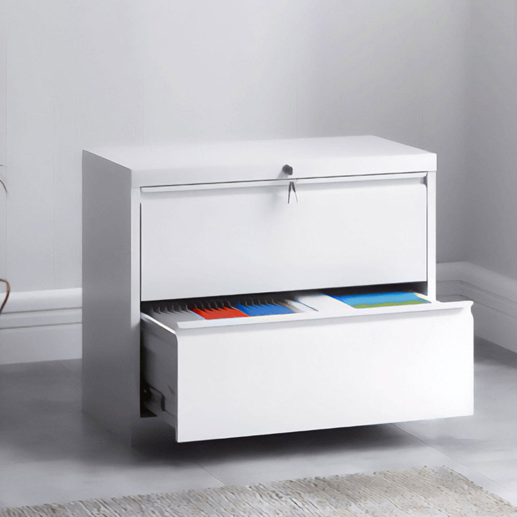 Aobabo 35.4 Inch 2 Drawer Metal Office Storage Filing Cabinet, White (Used) - VMInnovations