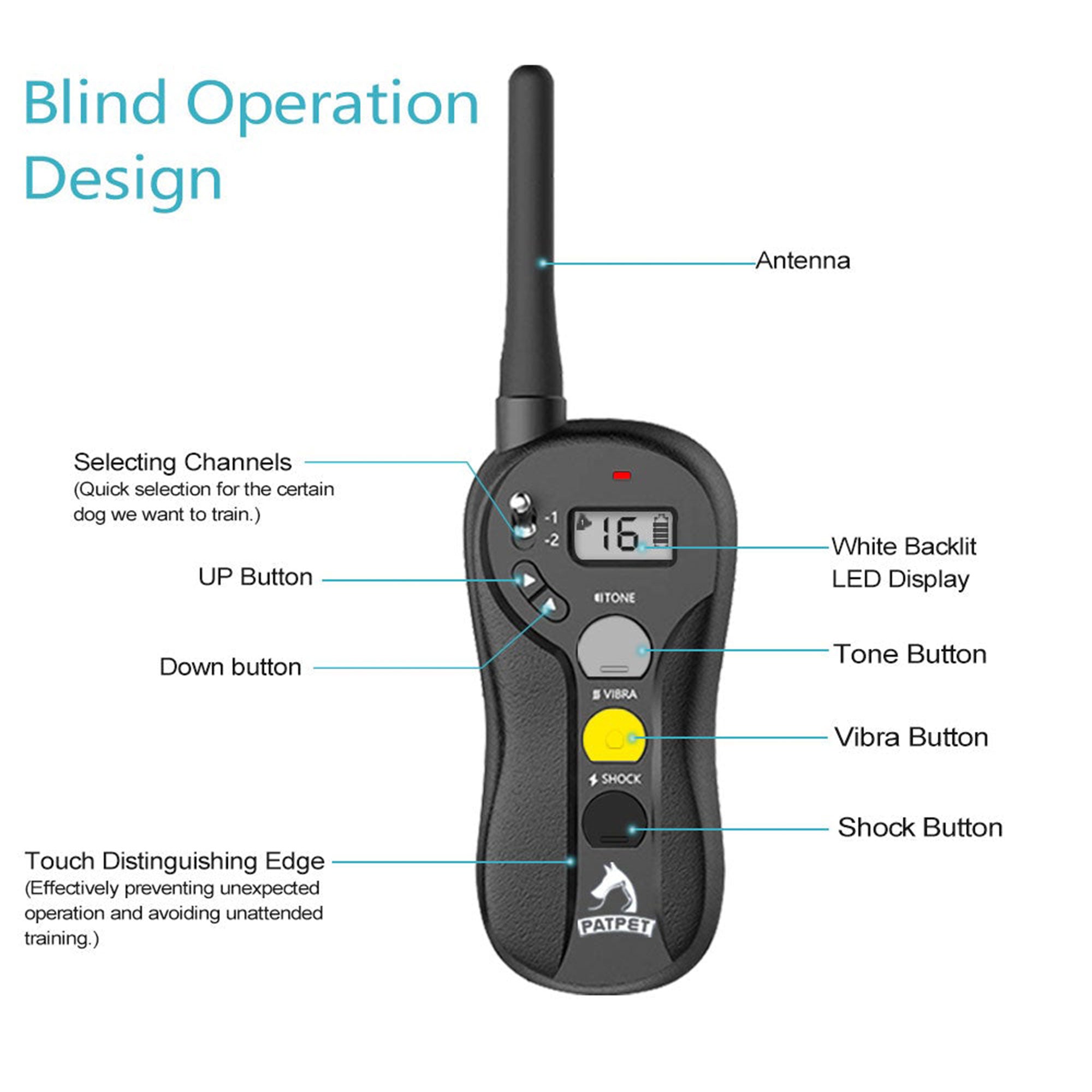 PATPET 650A Rechargeable Waterproof Training Collar with 640A Dog Shock Collar