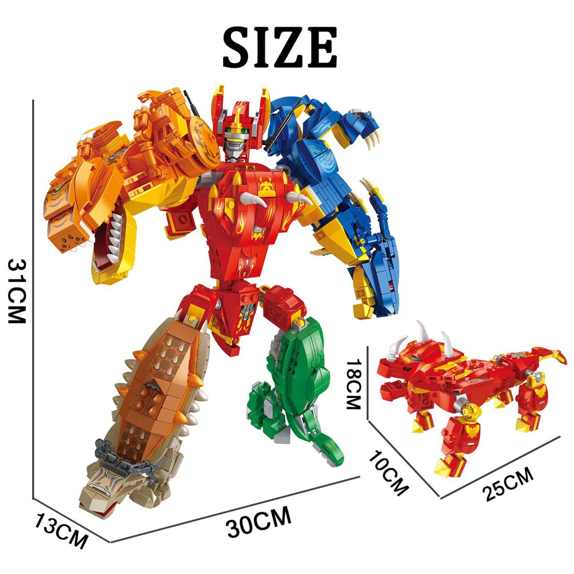 11 in 1 Dinosaur and Robot Toy Model Building Blocks Kit, 1215 Pieces (Open Box) - VMInnovations