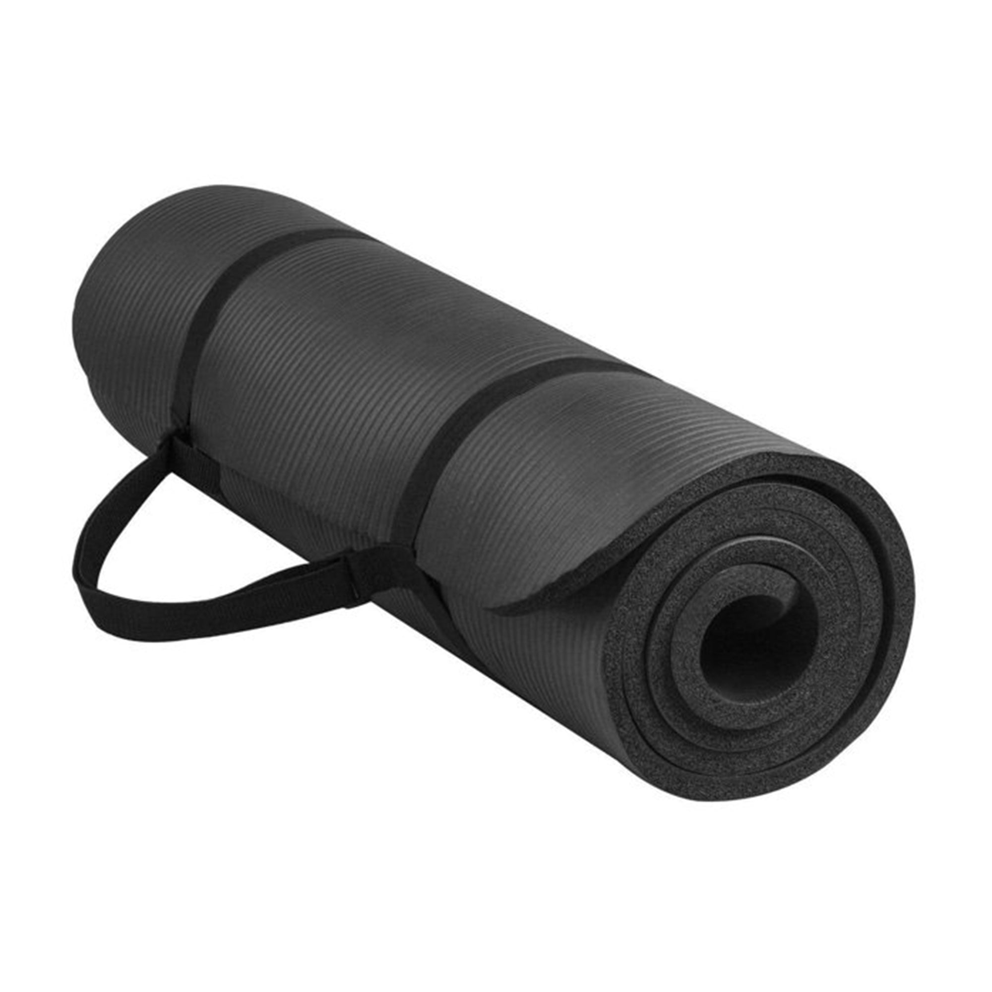 BalanceFrom Fitness GoYoga 71x24in Anti Tear Exercise Yoga Mat with Strap, Black - VMInnovations