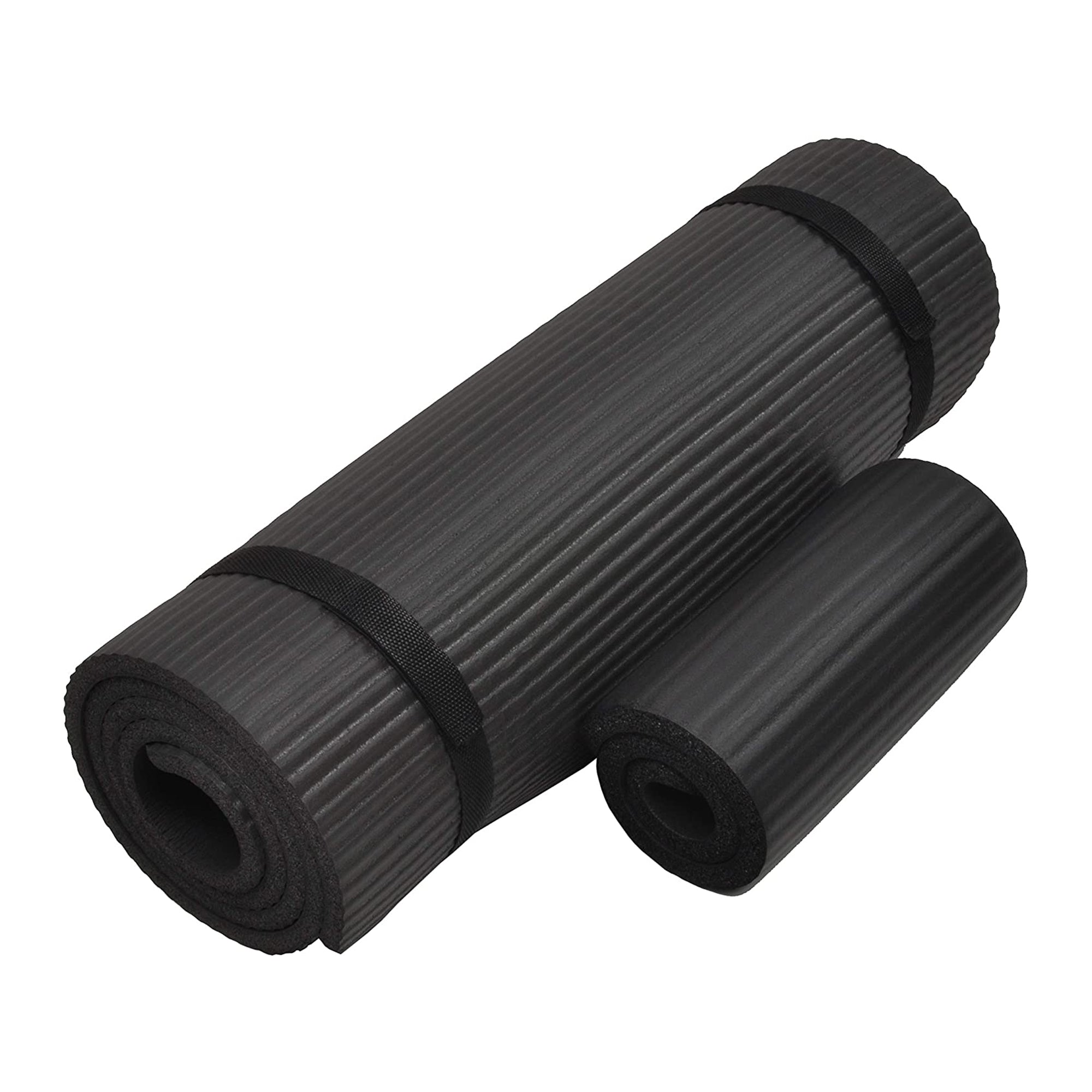 BalanceFrom Fitness GoYoga+ 71x24in Yoga Mat w/Knee Pad & Strap Black (Open Box) - VMInnovations