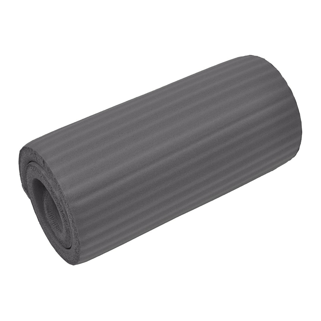 BalanceFrom Fitness GoYoga+ 71x24in Exercise Yoga Mat w/Knee Pad & Strap, Gray - VMInnovations