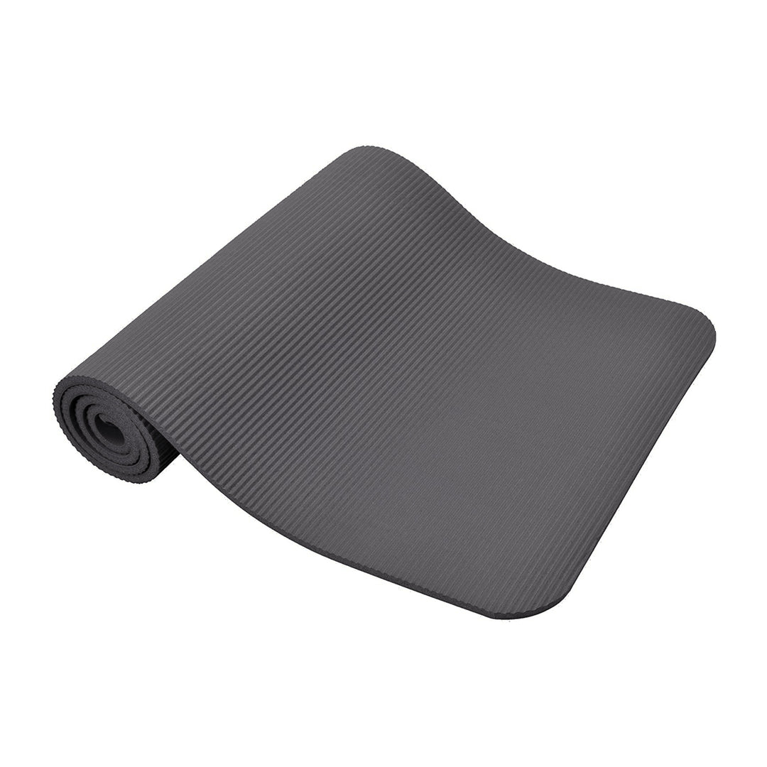 BalanceFrom Fitness GoYoga+ 71x24in Exercise Yoga Mat w/Knee Pad & Strap, Gray - VMInnovations