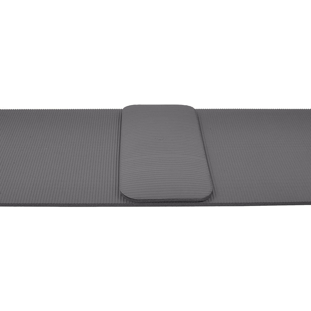 BalanceFrom Fitness GoYoga+ 71x24in Exercise Yoga Mat w/Knee Pad & Strap, Gray - VMInnovations