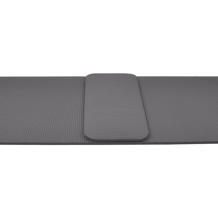 BalanceFrom Fitness GoYoga+ 71x24in Exercise Yoga Mat w/Knee Pad & Strap, Gray - VMInnovations