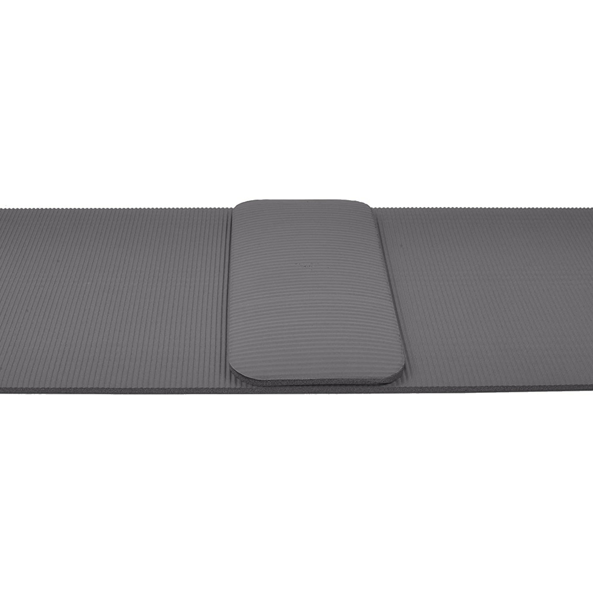 BalanceFrom Fitness GoYoga+ 71x24in Exercise Yoga Mat w/Knee Pad & Strap, Gray - VMInnovations