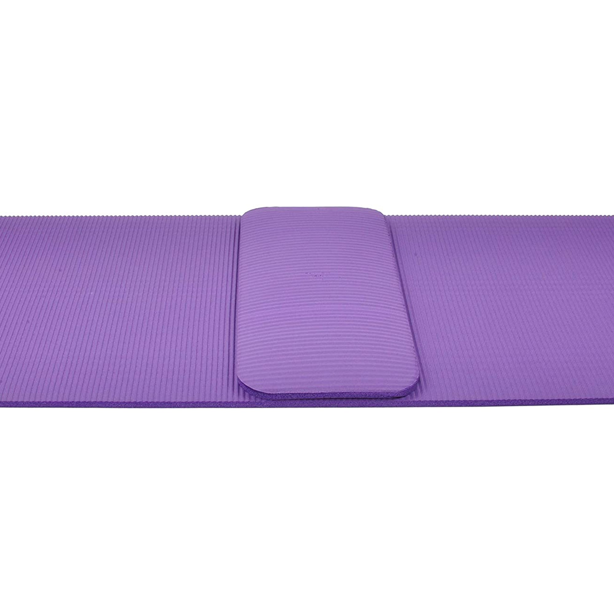 BalanceFrom Fitness GoYoga+ 71x24in Exercise Yoga Mat w/Knee Pad & Strap, Purple - VMInnovations