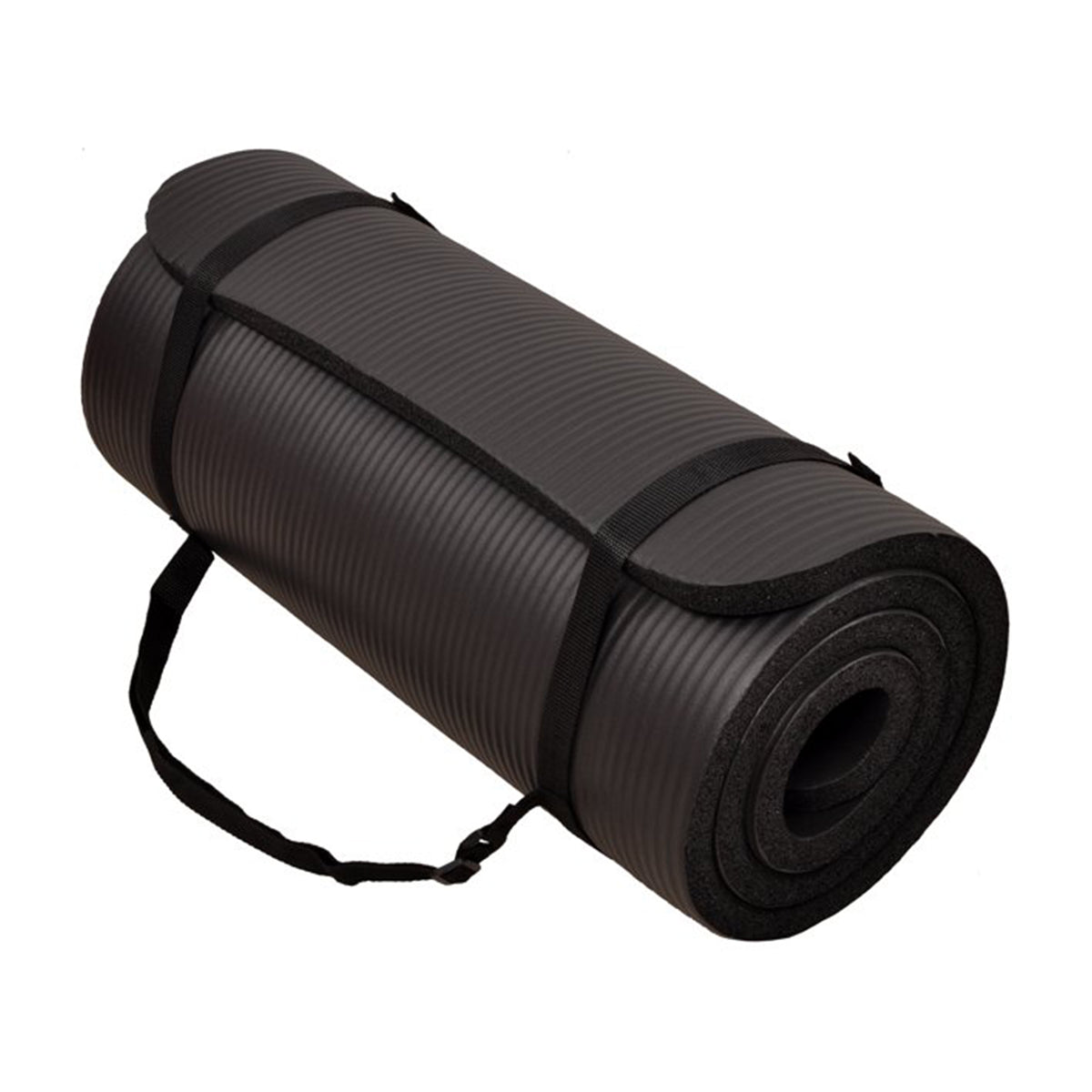 BalanceFrom Fitness 71x24in Anti Tear Yoga Mat with Strap, Black (Open Box) - VMInnovations