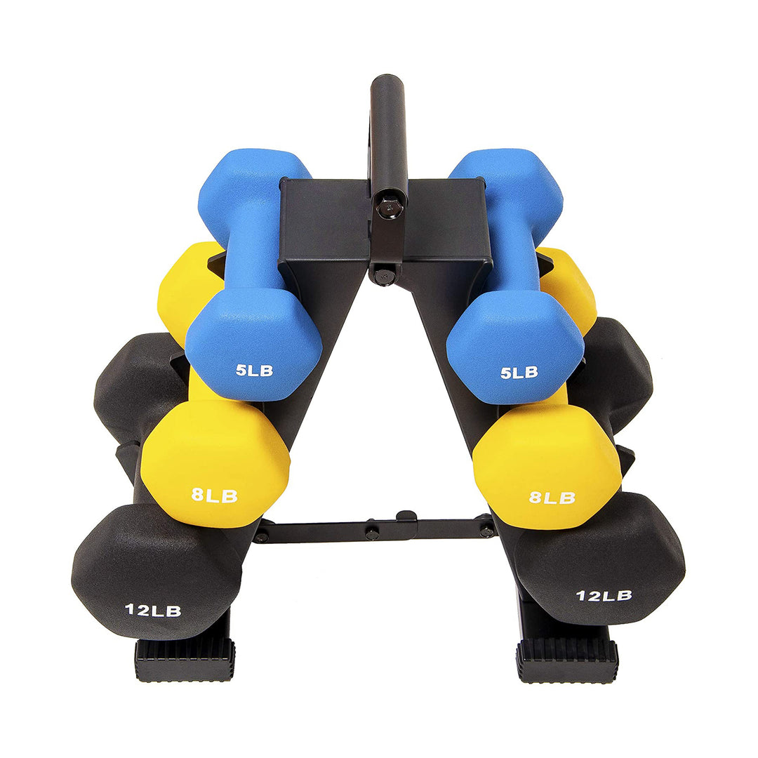 BalanceFrom Fitness 5, 8, and 12 Pound Neoprene Coated Dumbbell Set with Stand - VMInnovations