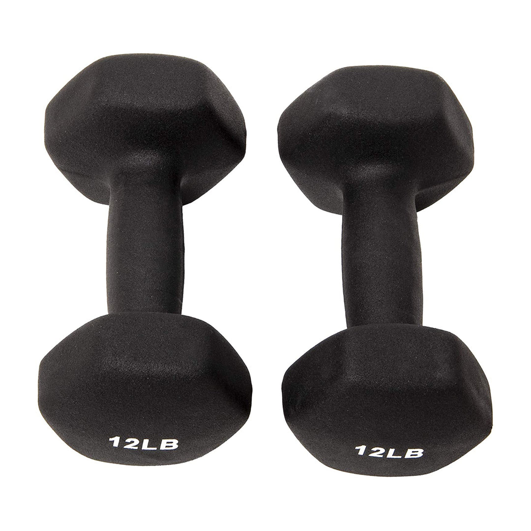BalanceFrom Fitness 5, 8, and 12 Pound Neoprene Coated Dumbbell Set with Stand - VMInnovations