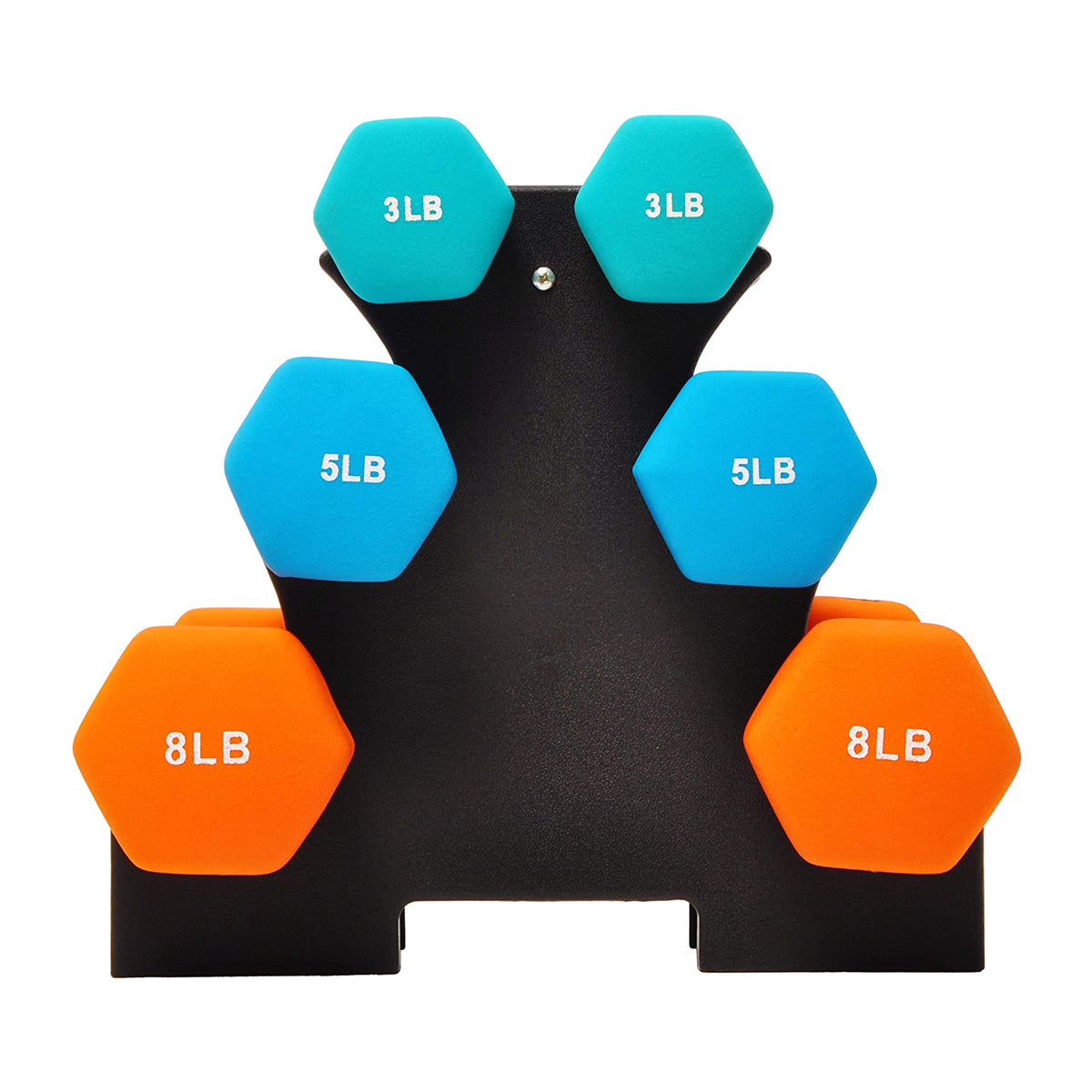 BalanceFrom Neoprene Dumbbells, 3 Pair Hand Weights Set with Stand, 32 Lb, Multi-Color - VMInnovations