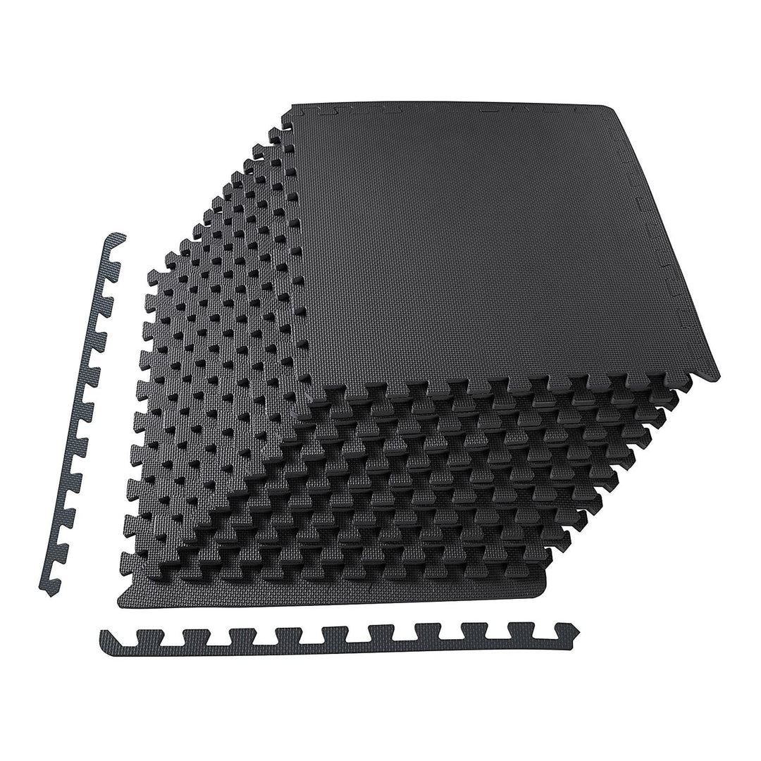 BalanceFrom Fitness 48 Sq Ft Interlocking EVA Foam Exercise Mat Tiles, Black - VMInnovations