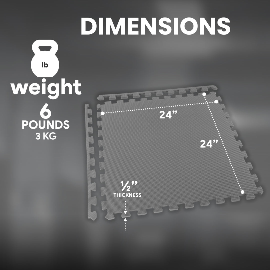 BalanceFrom Fitness 48 Sq Ft Interlocking EVA Foam Exercise Mat Tiles, Gray - VMInnovations