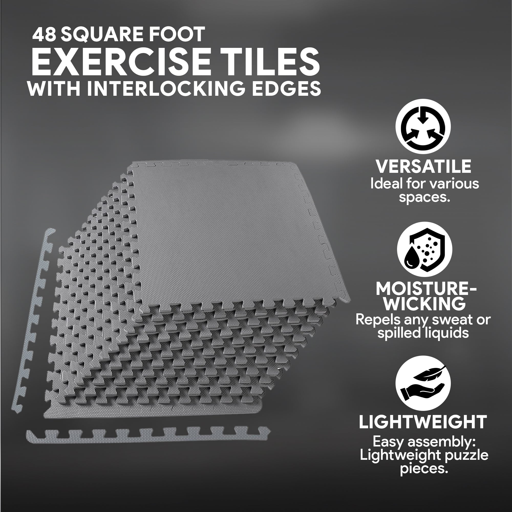 BalanceFrom Fitness 48 Sq Ft Interlocking EVA Foam Exercise Mat Tiles (Open Box) - VMInnovations