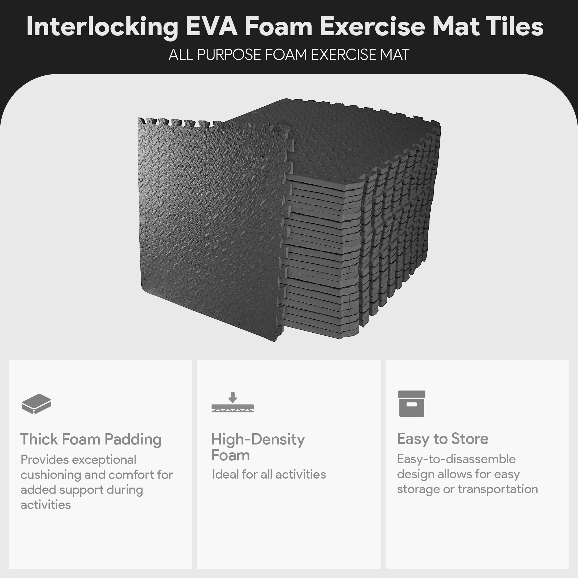 BalanceFrom Fitness 96 Sq Ft Interlocking EVA Foam Exercise Mat Tiles (Open Box)
