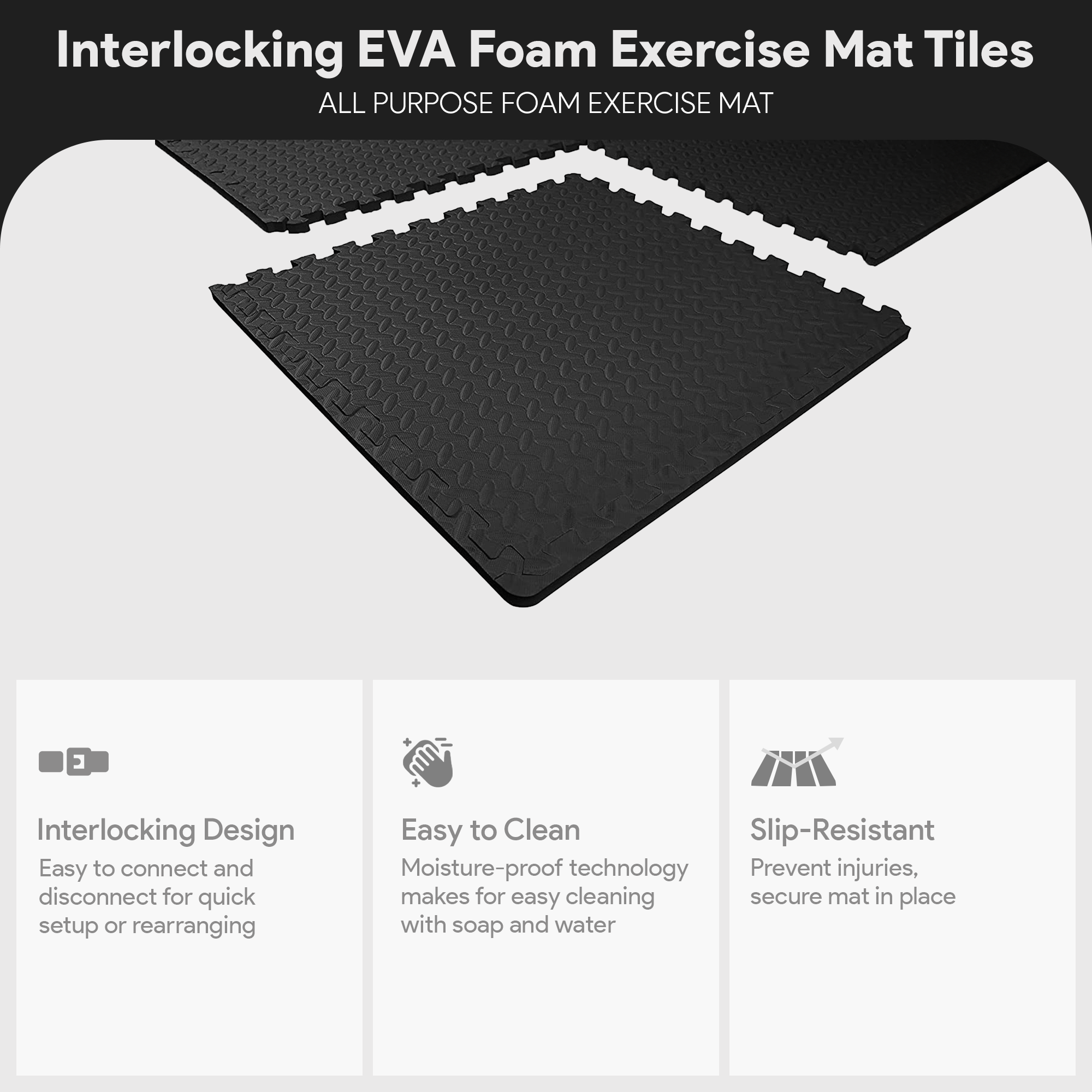 BalanceFrom Fitness 96 Sq Ft Interlocking EVA Foam Exercise Mat Tiles (Open Box) - VMInnovations