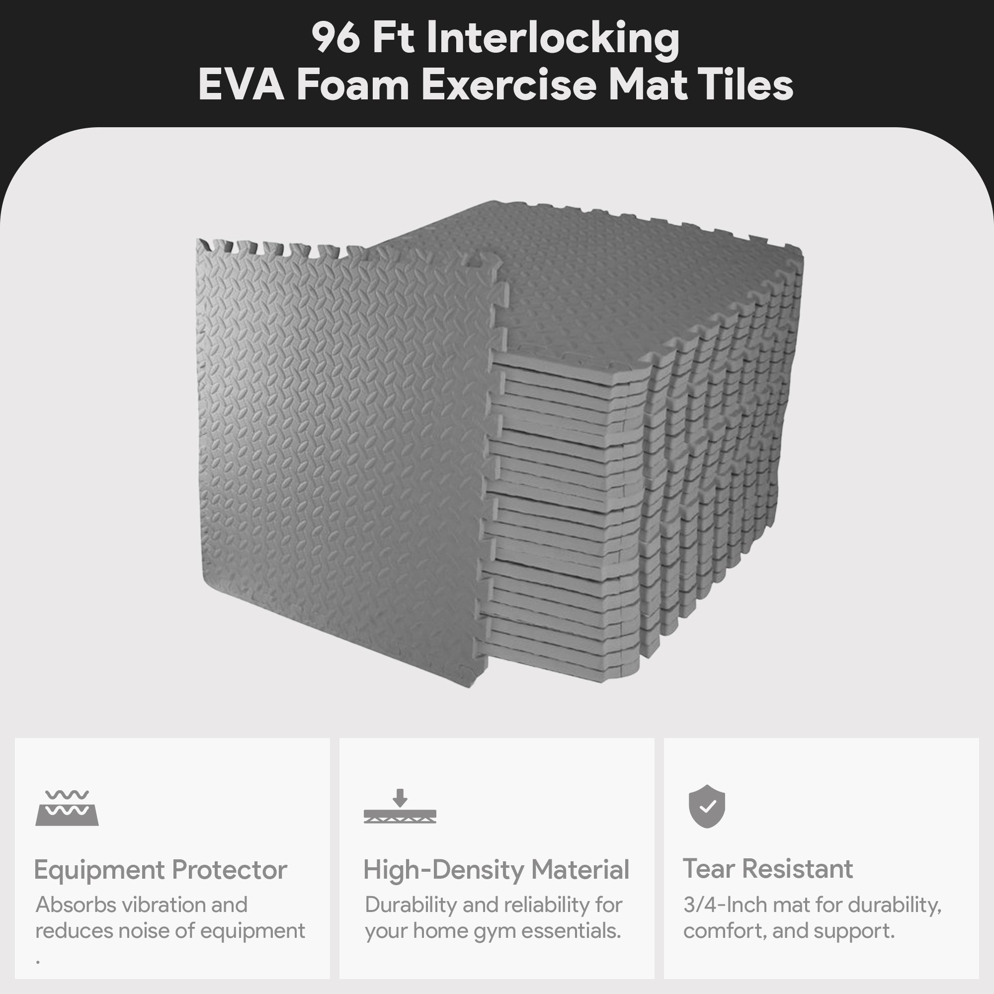 BalanceFrom Fitness 96 Sq Ft Interlocking EVA Foam Exercise Mat Tiles (Open Box)