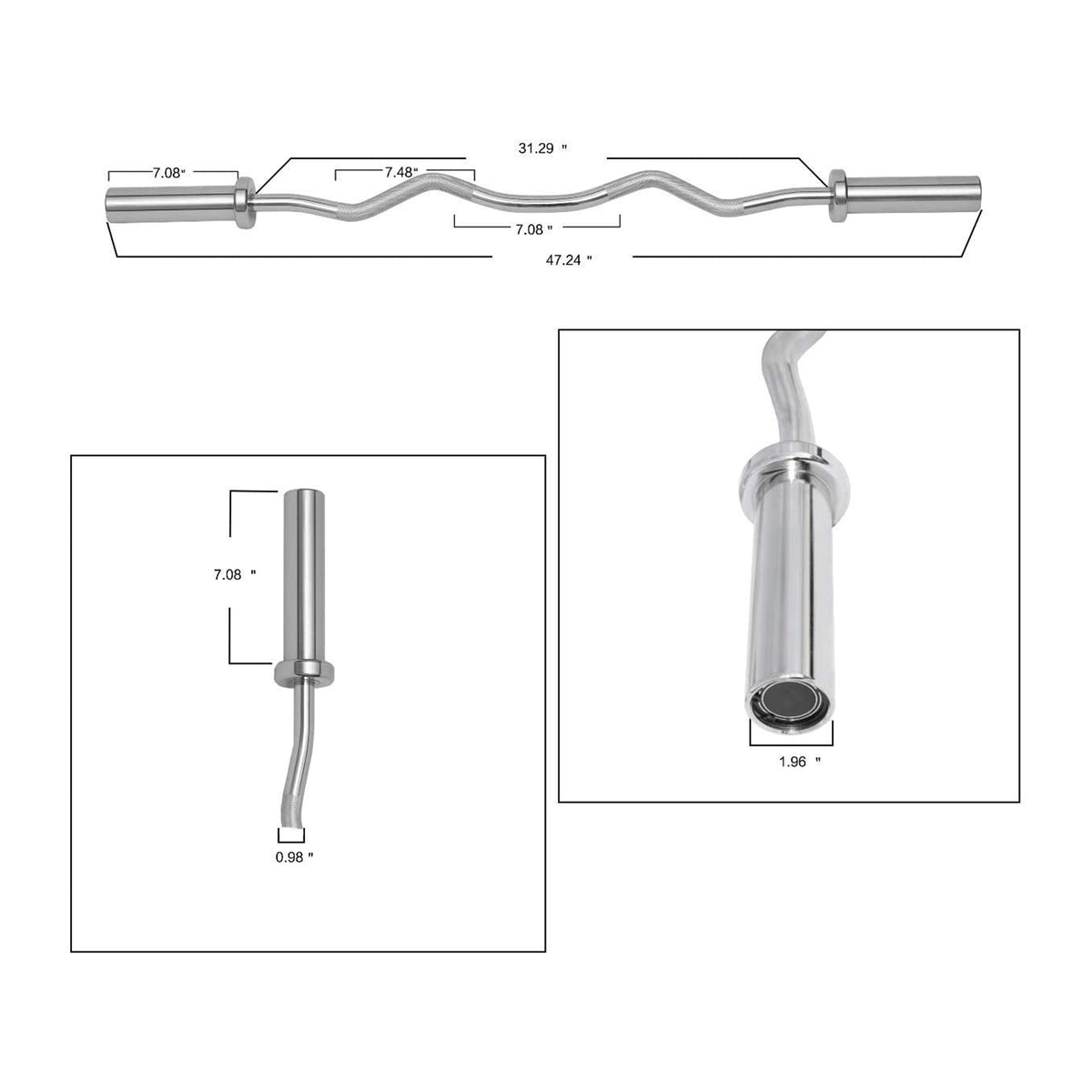Everyday Essentials 48 In Standard Olympic Super Curl Bar w/ 350 Pound Capacity