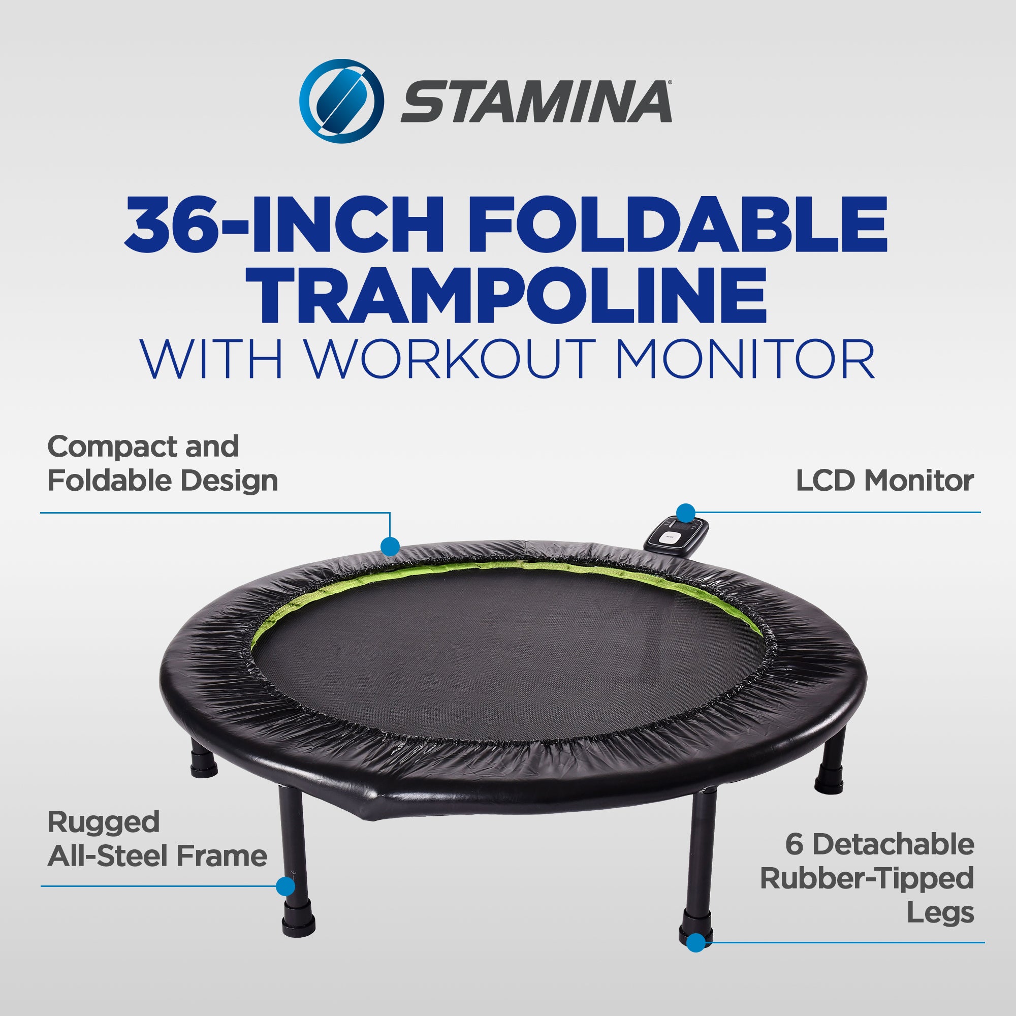 Stamina Products 36 Inch Folding Quiet and Safe Trampoline with Monitor (Used) - VMInnovations