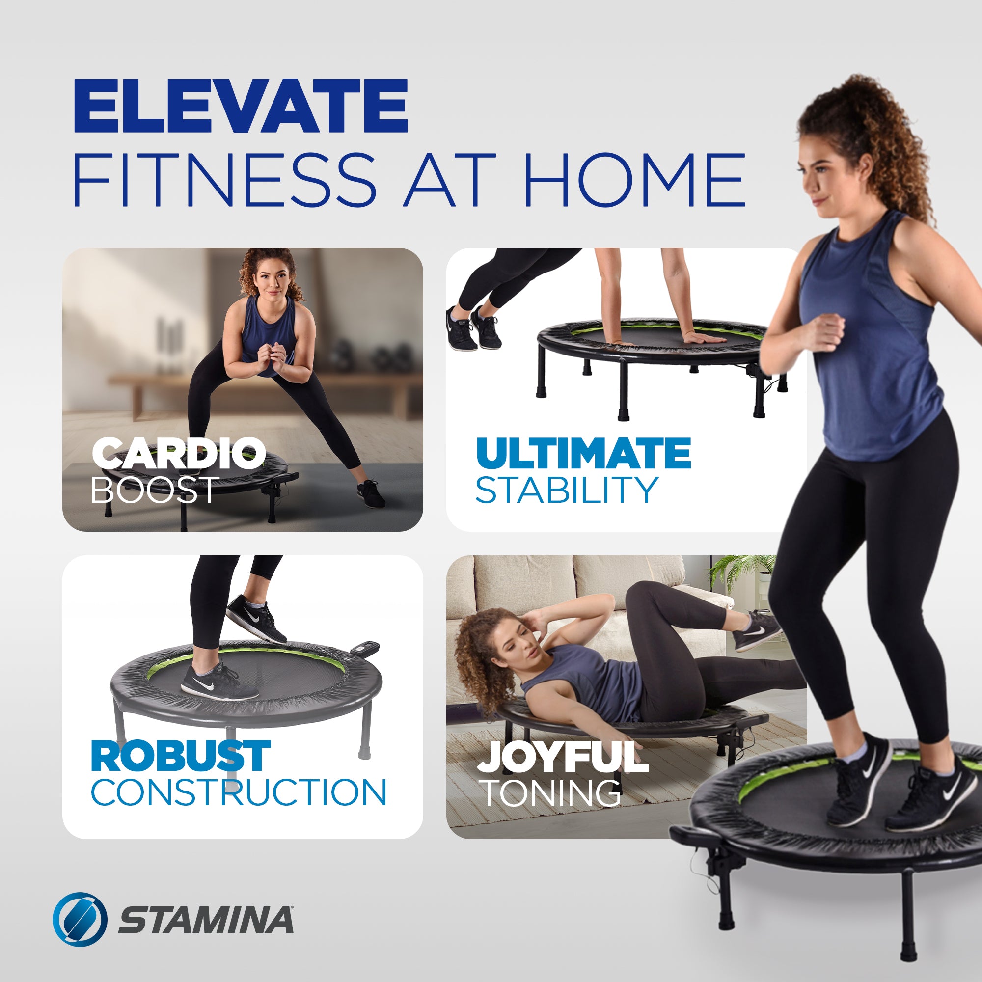 Stamina Products 36 Inch Folding Quiet and Safe Trampoline with Monitor (Used) - VMInnovations