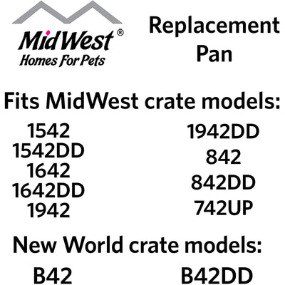 MidWest Homes For Pets 9PAN 42 Inch Plastic Dog Crate Replacement Pan, Black