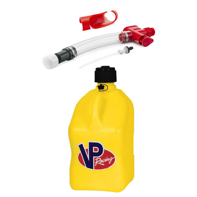 VP Racing Fuels Get Bent Hose Bender w/ Fuel Nozzle and 5 Gal Yellow Utility Jug