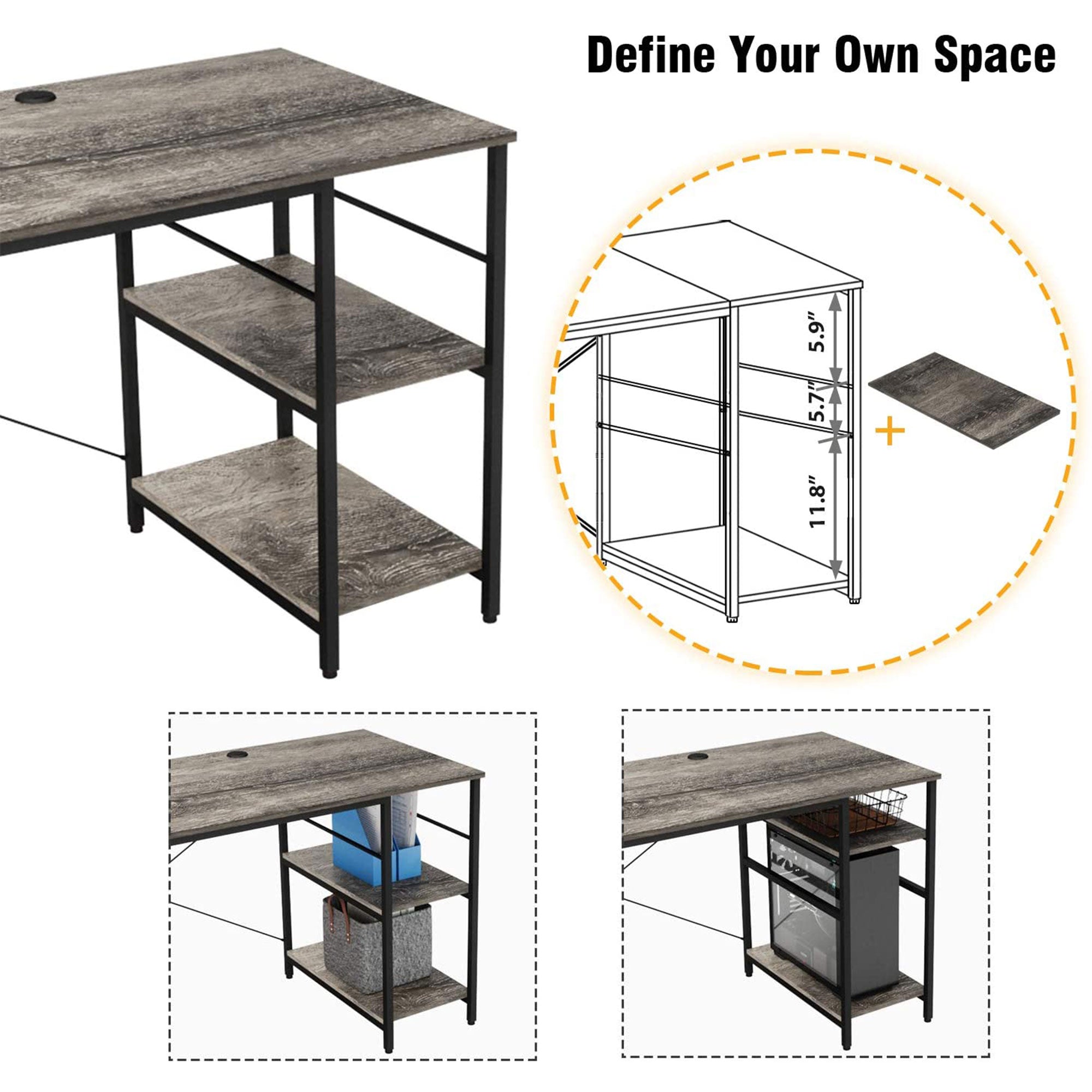 Bestier Corner L Shaped Corner Long Office Computer Study Desk (Open Box)