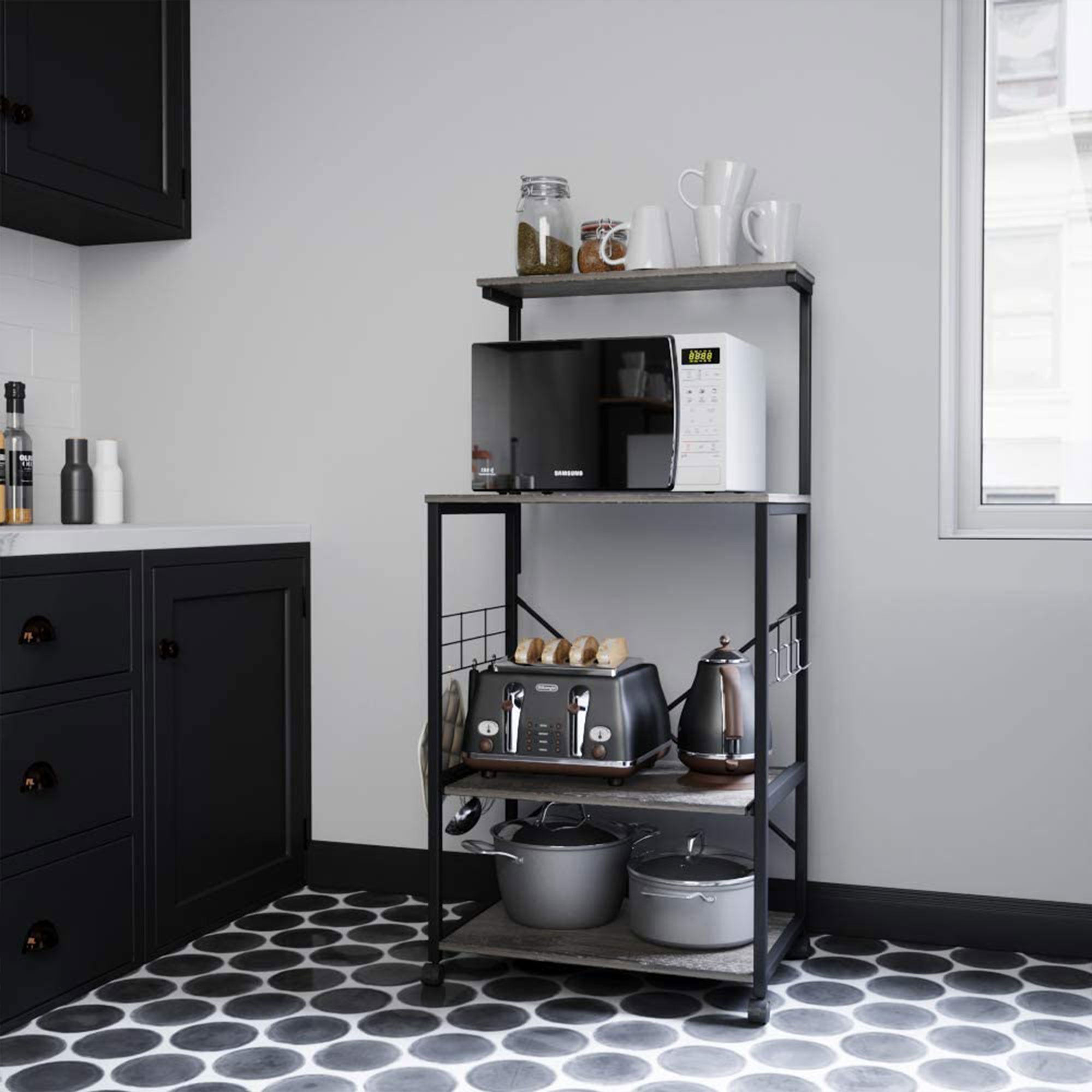 Bestier 4 Tier Kitchen Storage Baker's Rack Organizer Cart Stand, 49 Inch, Grey