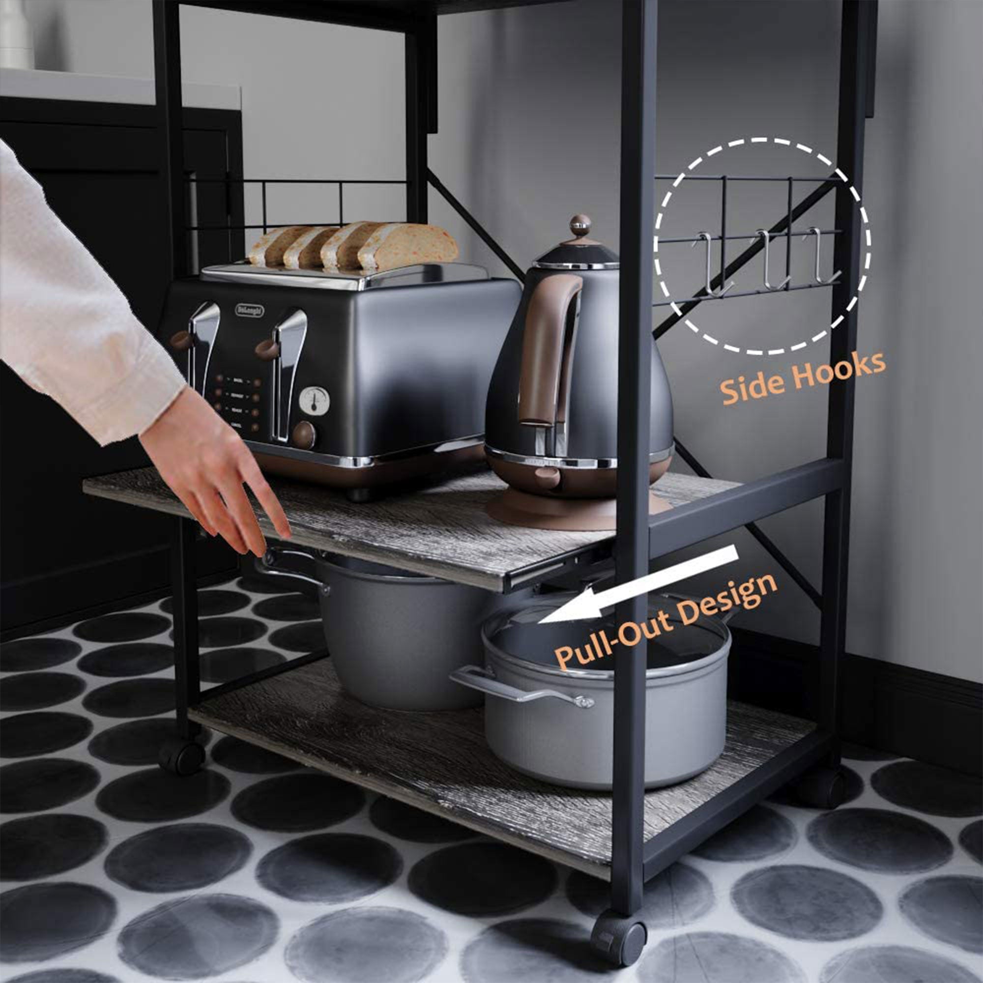 Bestier 4 Tier Kitchen Storage Baker's Rack Organizer Cart Stand, 49 Inch, Grey