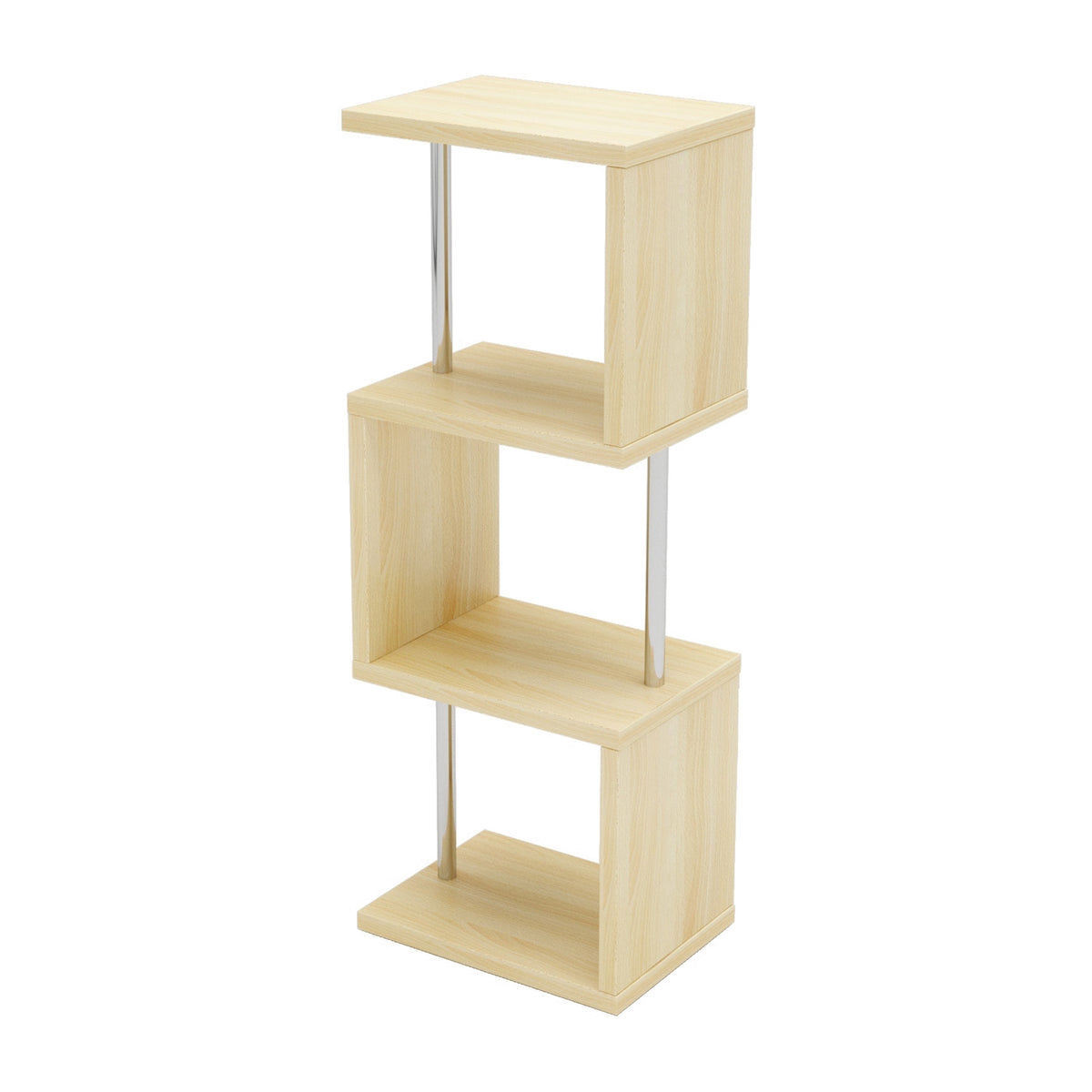 Bestier 4 Tier S-Shaped Modern Industrial Metal Frame Bookcase, 43 Inch, Oak
