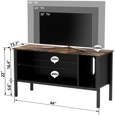 Bestier Gaming Entertainment TV Stand Center with Storage Shelf, 44 Inch, Rustic