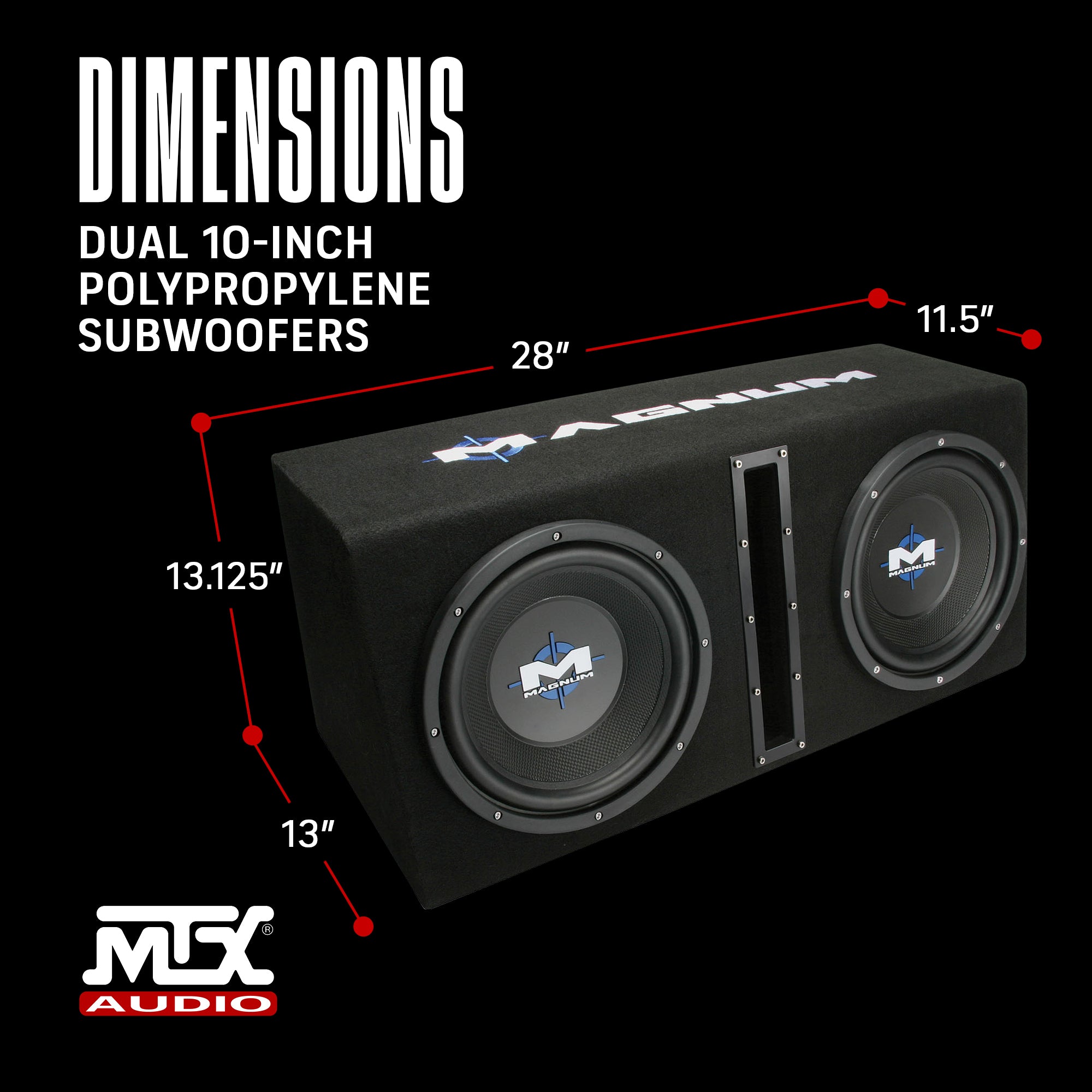 MTX Magnum MB210SP 10-Inch 400W RMS Dual Loaded Subwoofer Sub Box System Package - VMInnovations