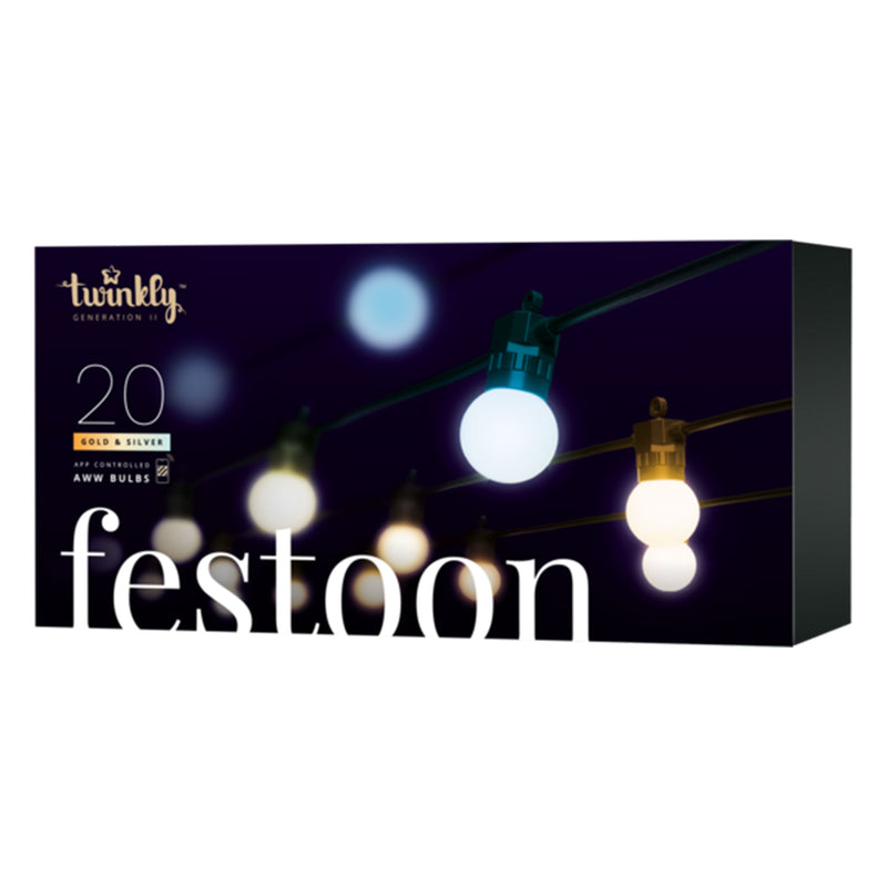 Twinkly Festoon App-Controlled Smart LED Light String 20 Warm/Cool White (Used)