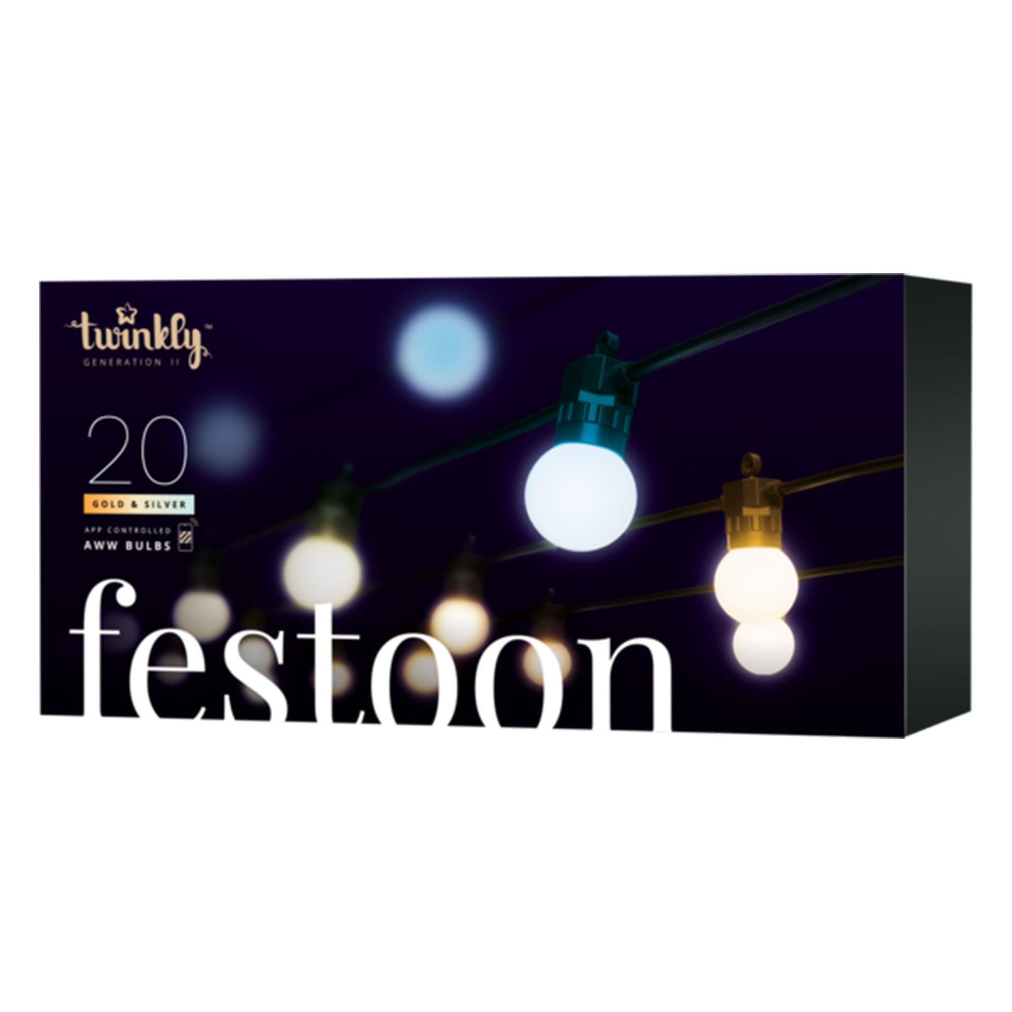 Twinkly Festoon App-Controlled Smart LED Light String 20 AWW (Open Box) - VMInnovations