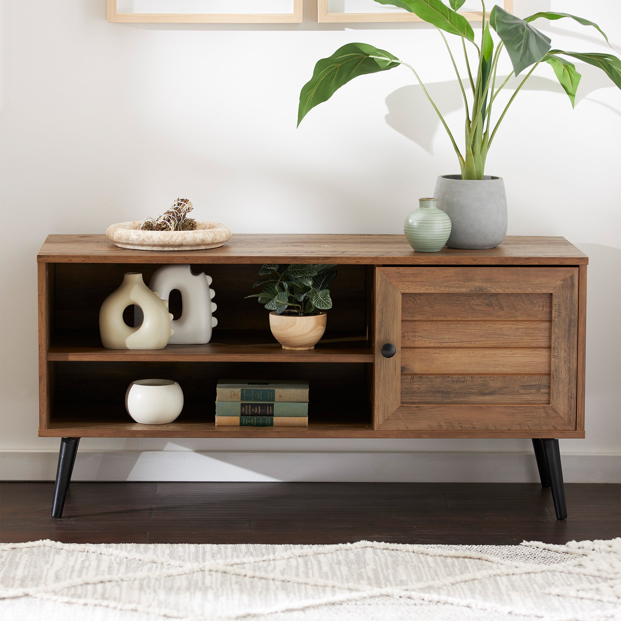 Jomeed Retro Mid Century Wooden TV Entertainment Console w/Storage Shelves(Used) - VMInnovations
