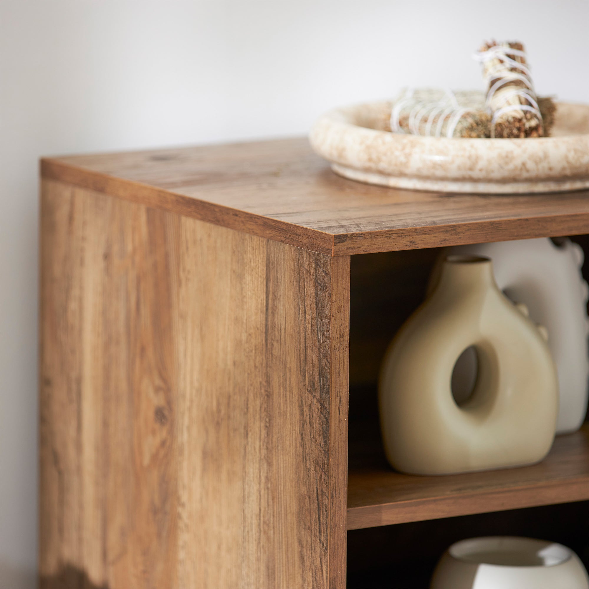 Retro Mid Century Wooden TV Entertainment Console w/ Shelves (Open Box) - VMInnovations