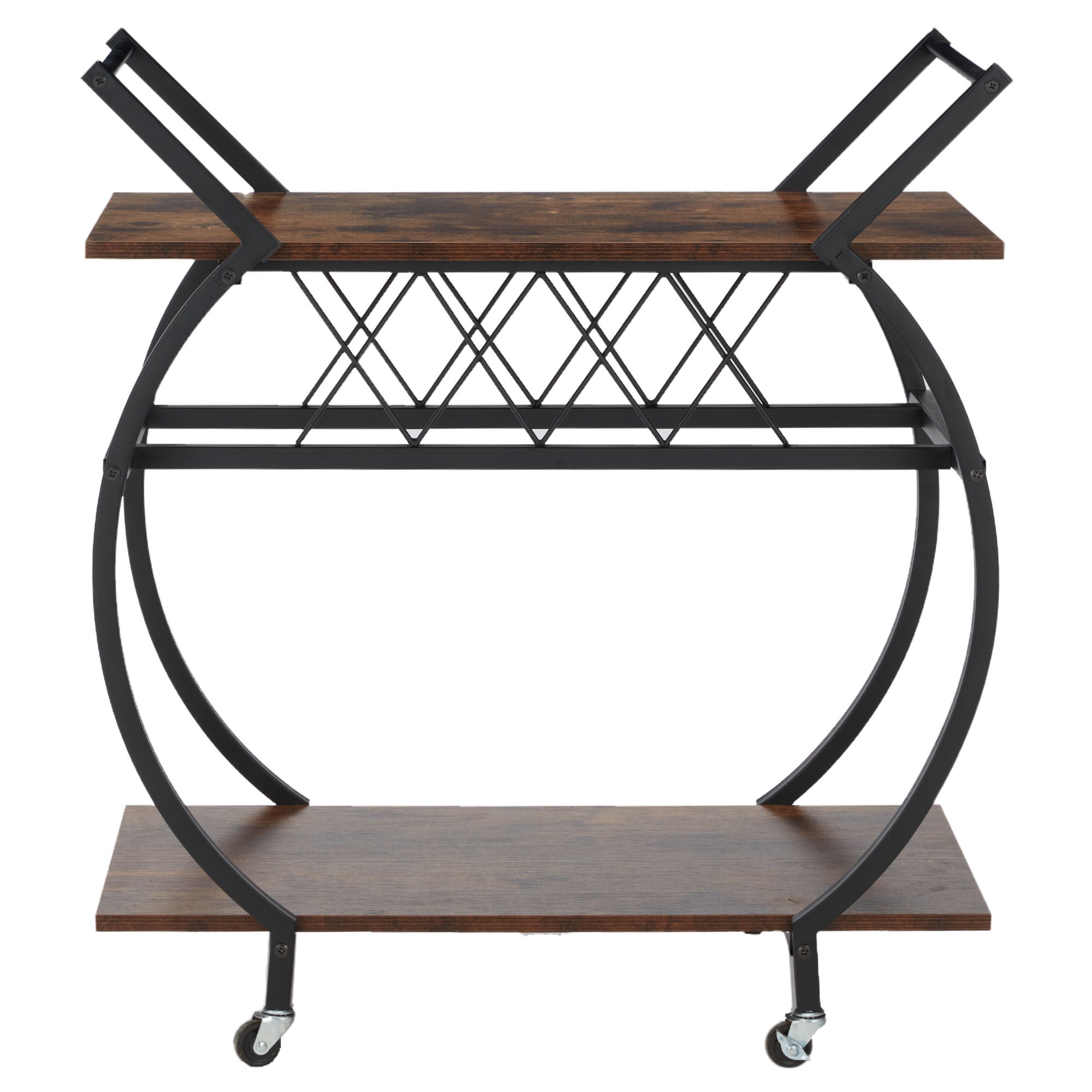 Wood and Metal Portable Kitchen Bar or Coffee Cart with Wine Rack, Brown (Used) - VMInnovations